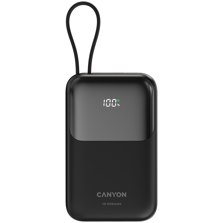 CANYON power bank OnPower 101 built-in cable 10000 mAh PD22.5W Black [1]
