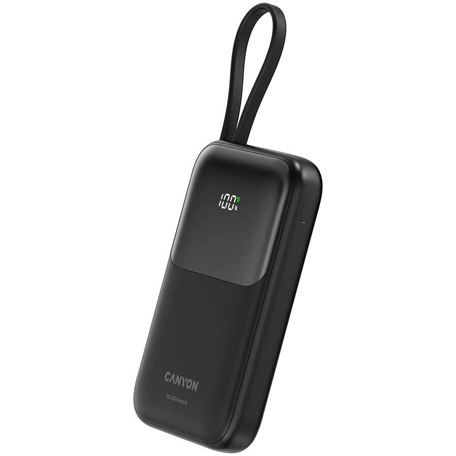 CANYON power bank OnPower 101 built-in cable 10000 mAh PD22.5W Black [2]