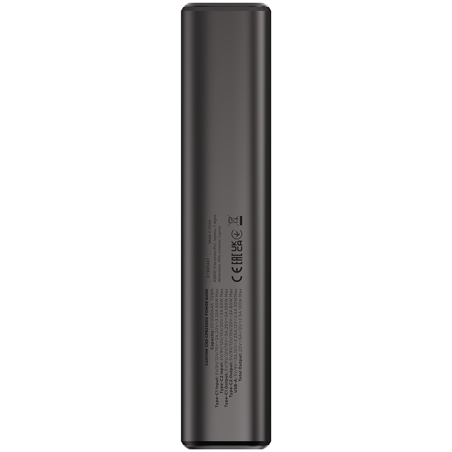 CANYON power bank OnPower 230 TFT 20000 mAh PD130W Dark Grey [3]