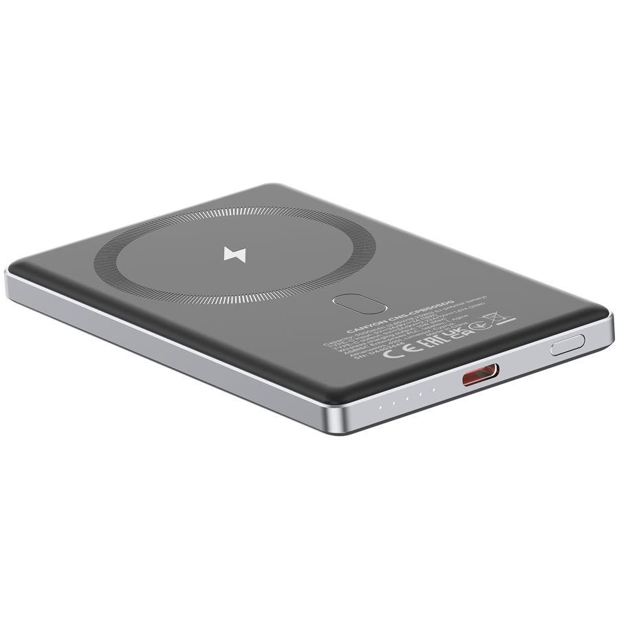 CANYON power bank OnPower 505 slim Magnetic 5000 mAh PD20W Dark Grey [5]