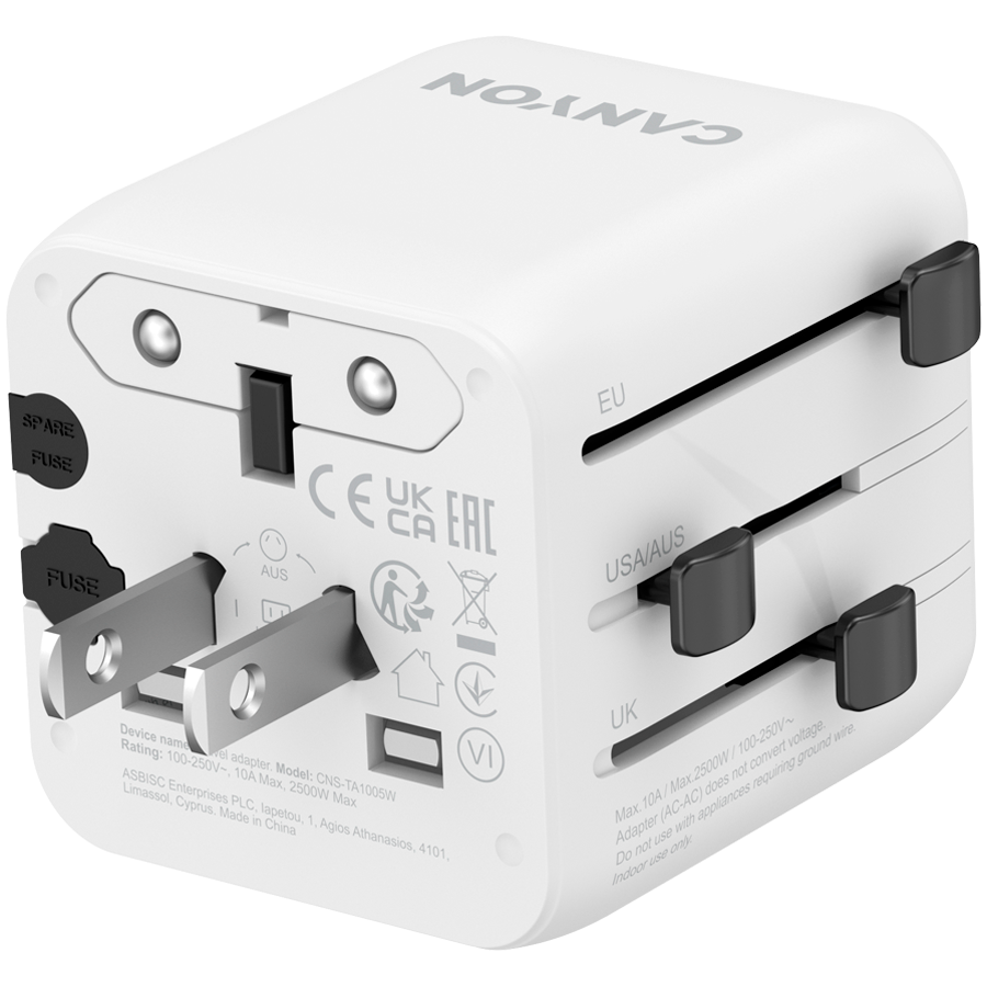 CANYON Travel Adapter OnTour One EU/UK/US/AUS   White [3]