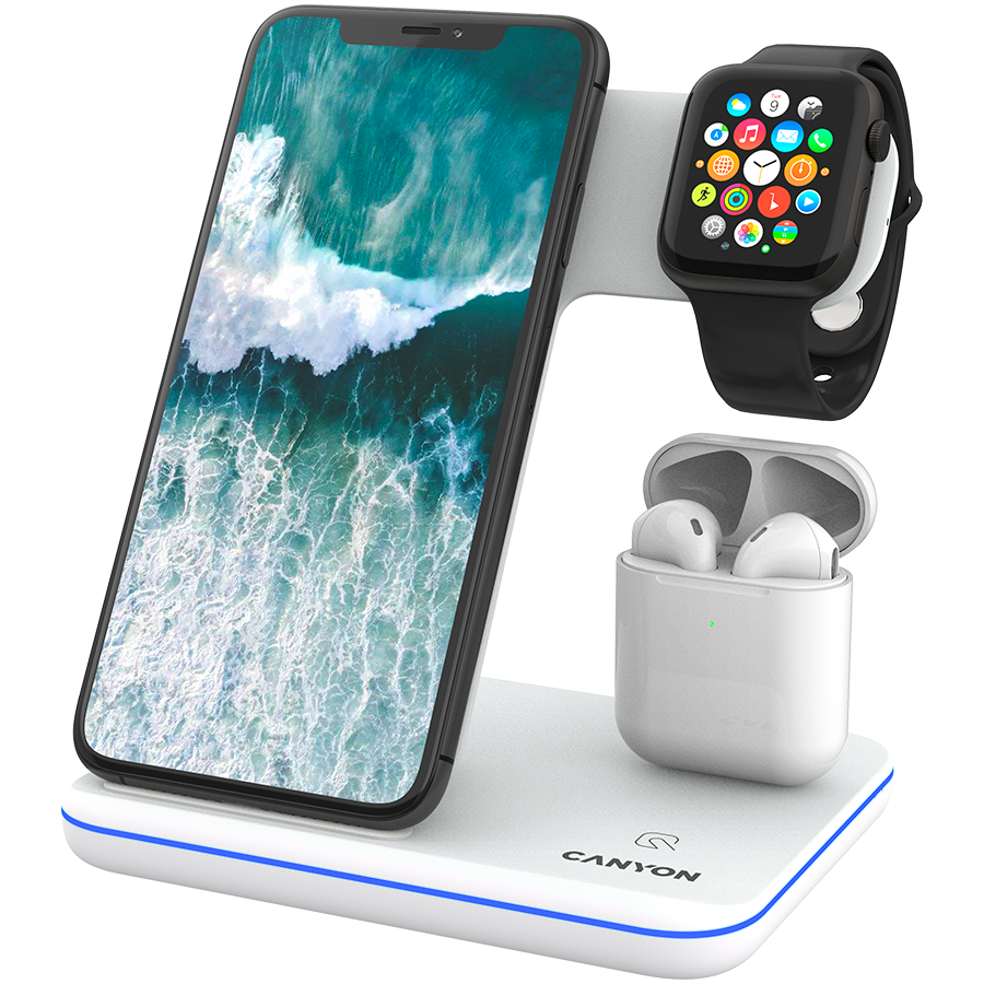 CANYON wireless charger WS-302 15W 3in1 White [1]