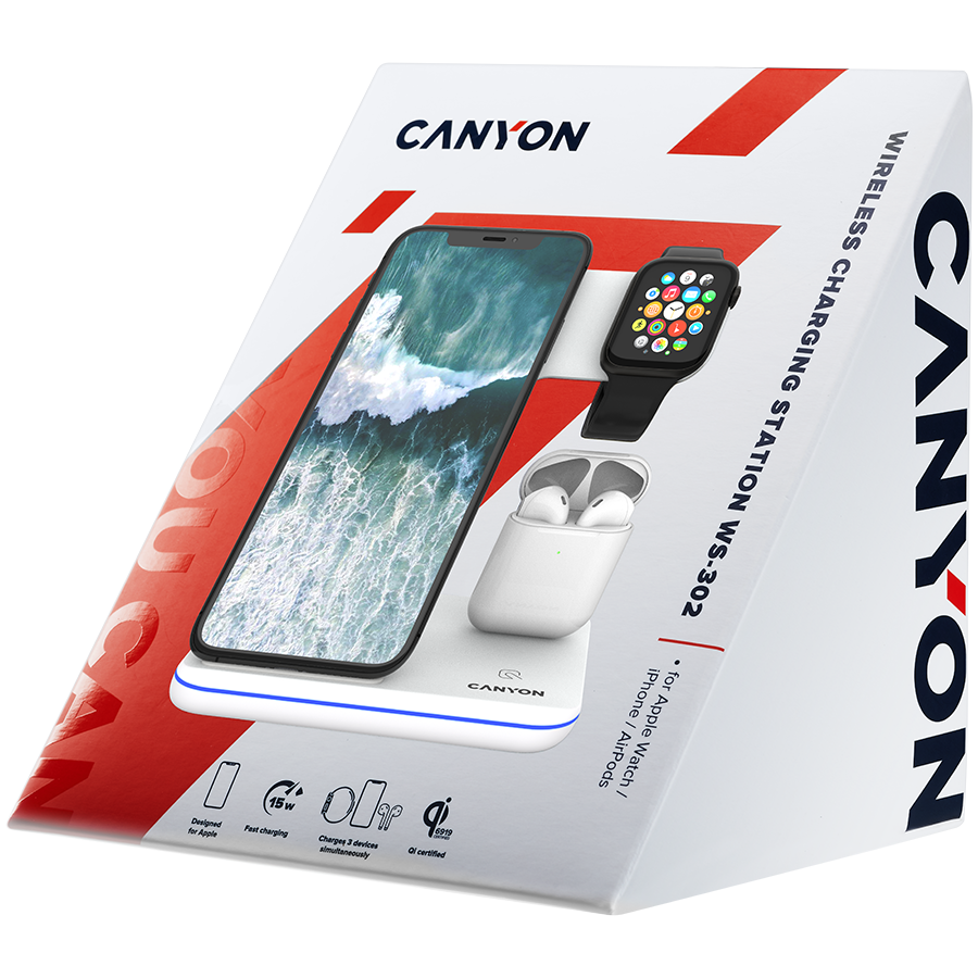 CANYON wireless charger WS-302 15W 3in1 White [6]