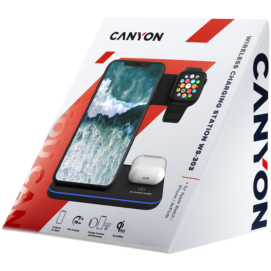CANYON wireless charger WS-303 15W 3in1 Black [6]