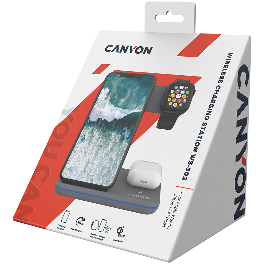 CANYON wireless charger WS-303 15W 3in1 Gray [7]