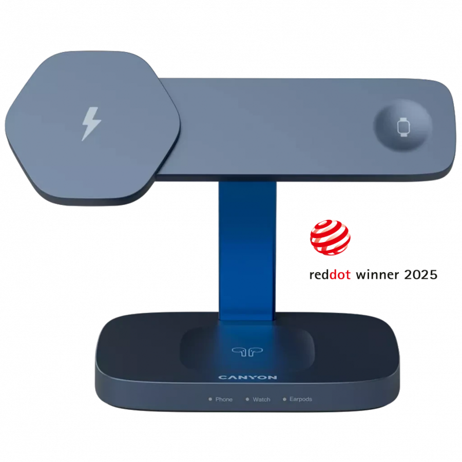 CANYON Wireless Charging Station Hexagon 310 3in1 DarkGrey/Blue [1]