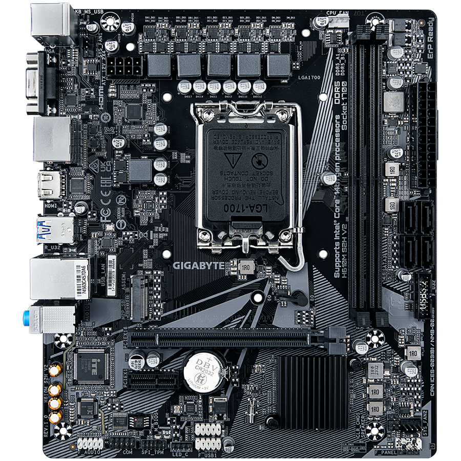 GIGABYTE MB H610M S2H V2 (LGA 1700, 2x DDR5 up to 64GB, 1x PCI-E x16x16, 1x PCI-Ex1, 4x SATA, 1x M.2, 4x USB 3.2 Gen1, 4x USB 2.0/1.1, internal 4x USB 2.0/1.1, 1x HDMI 2.0, 1x DP, Realtek GbE LAN 1Gbp [2]