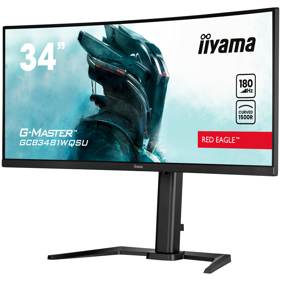 IIYAMA Monitor GCB3481WQSU-B1 Gaming 34" VA Curved 3440 x 1440 @180Hz 21:9 420 cd/m² 4000:1 0.4ms 2xHDMI USB Hub height, tilt [2]