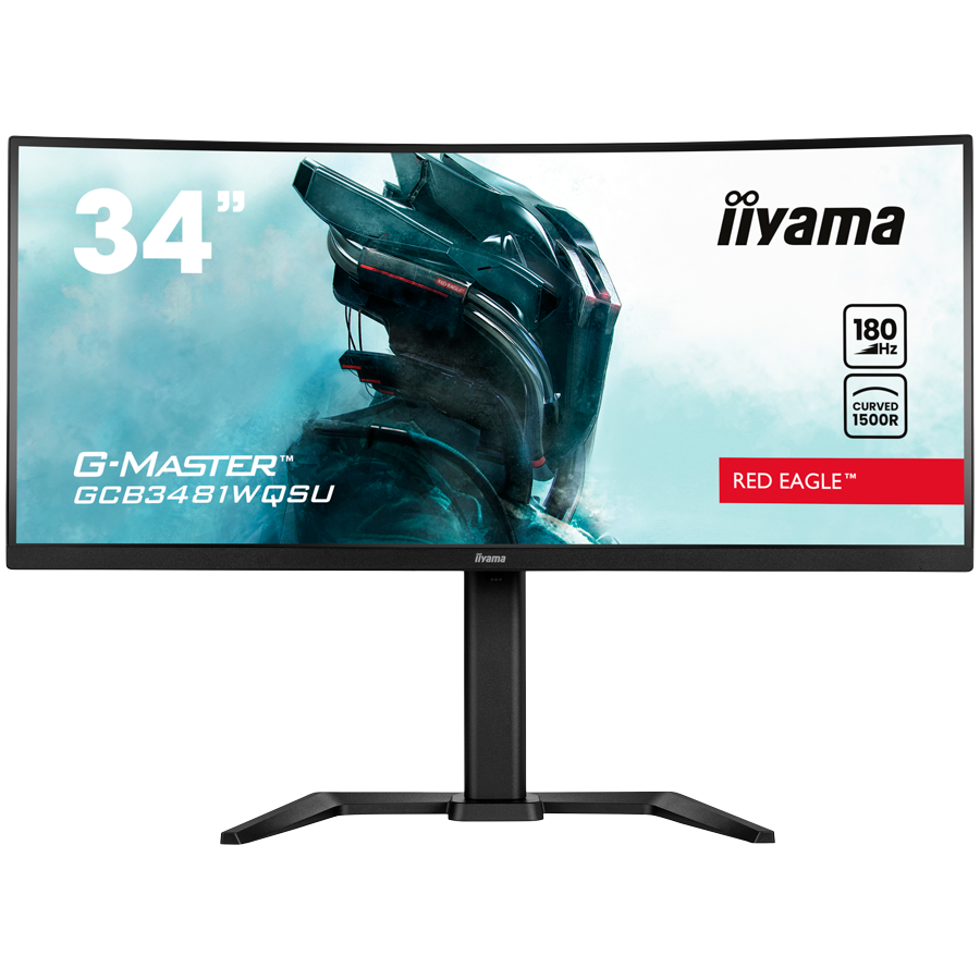 IIYAMA Monitor GCB3481WQSU-B1 Gaming 34" VA Curved 3440 x 1440 @180Hz 21:9 420 cd/m² 4000:1 0.4ms 2xHDMI USB Hub height, tilt [1]
