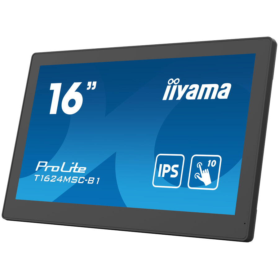 IIYAMA Monitor LED T1624MSC-B1 15.6” Full HD PCAP 10pt touchscreen monitor with IPS panel technology, integrated media player and a hinged stand on the back [2]