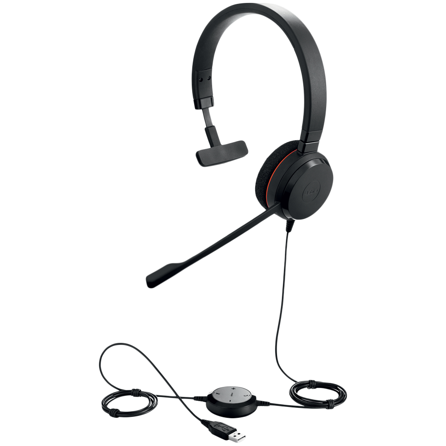 JABRA EVOLVE 20 MS Mono USB Headband, Noise cancelling,USB connector, with mute-button and volume control on the cord, with foam ear cushion, Microsoft optimized [3]