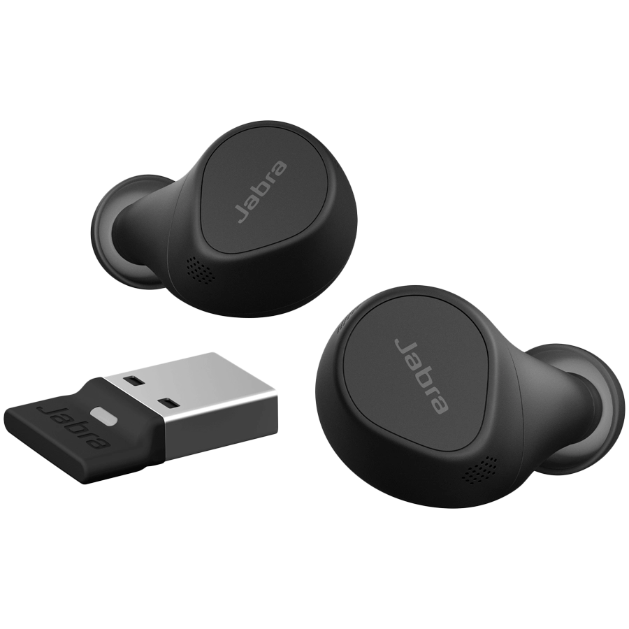 JABRA EVOLVE2 Buds MS, Cradle USB-A MS, Link 380 BT adapter USB-A MS, 30 cm USB-C to USB-A cable, Ear gels, wireless charging pad, warranty [4]