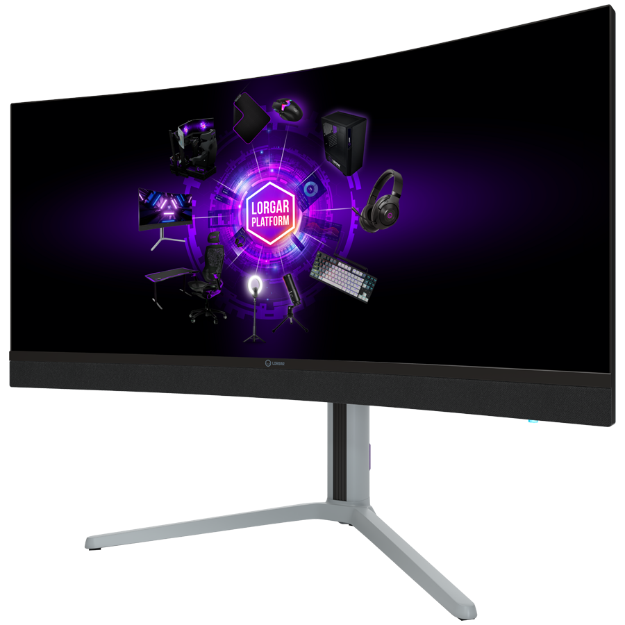 LORGAR 34MP1, UWQHD MiniLED Gaming Monitor Pro, 34'' (3440*1440) VA curved monitor, black/milky grey [3]