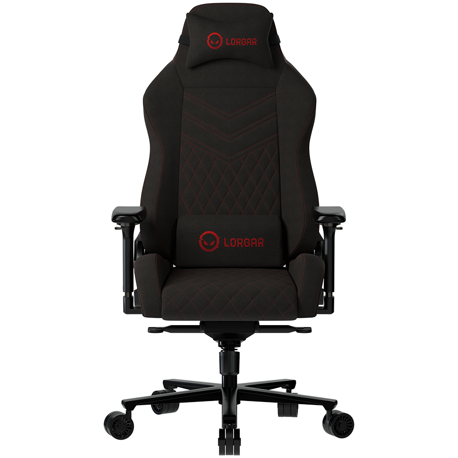 LORGAR Ace 422, Gaming chair, Anti-stain durable fabric, 1.8 mm metal frame, multiblock mechanism, 4D armrests, 5 Star aluminium base, Class-4 gas lift, 75mm PU casters, Black + red [1]