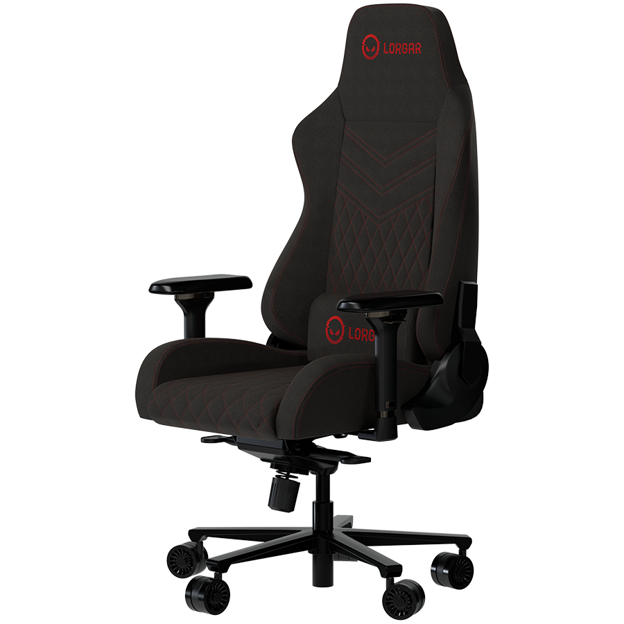 LORGAR Ace 422, Gaming chair, Anti-stain durable fabric, 1.8 mm metal frame, multiblock mechanism, 4D armrests, 5 Star aluminium base, Class-4 gas lift, 75mm PU casters, Black + red [2]