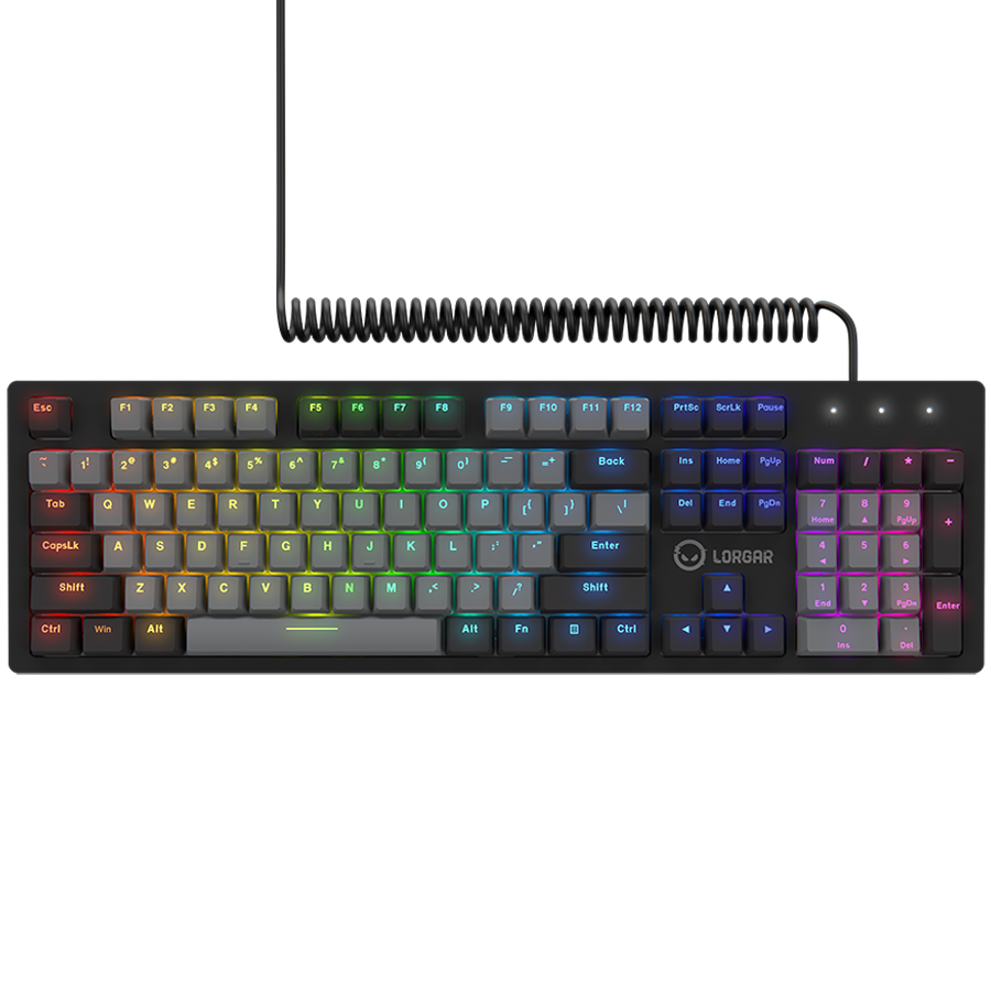 LORGAR Azar 514, Wired mechanical gaming keyboard, RGB backlight, 1680000 colour variations, 18 modes, keys number: 104, 50M clicks, linear dream switches, spring cable up to 3.4m, ABS plastic+metal,  [1]