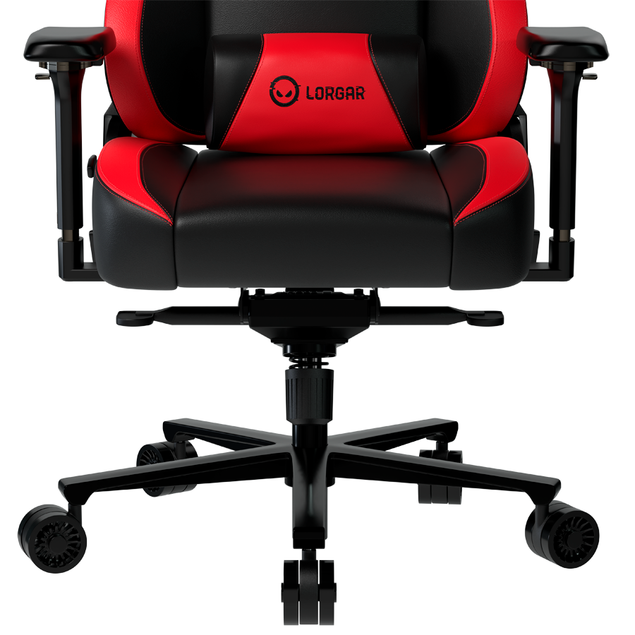 LORGAR Base 311, Gaming chair, PU eco-leather, 1.8 mm metal frame, multiblock mechanism, 4D armrests, 5 Star aluminium base, Class-4 gas lift, 75mm PU casters, Black + red [6]