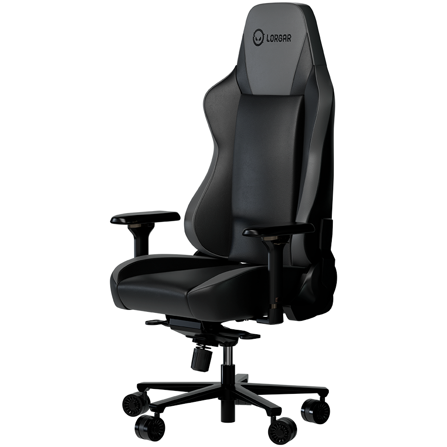 LORGAR Base 311, Gaming chair, PU eco-leather, 1.8 mm metal frame, multiblock mechanism, 4D armrests, 5 Star aluminium base, Class-4 gas lift, 75mm PU casters, Black + grey [2]