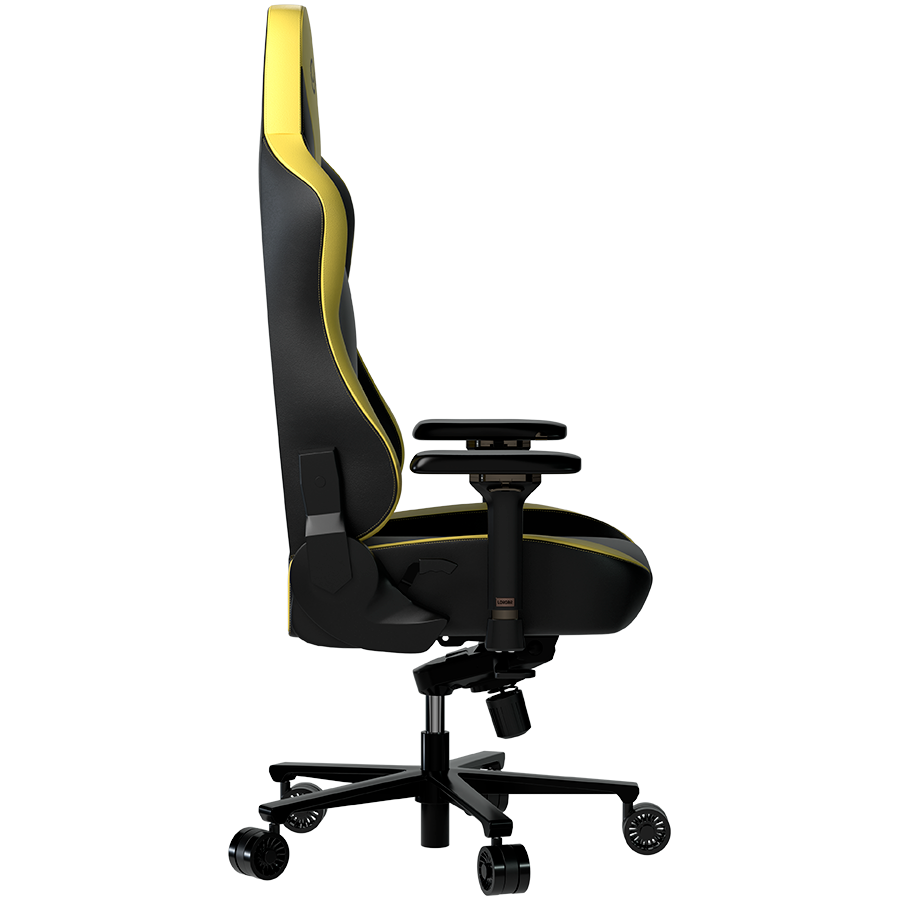 LORGAR Base 311, Gaming chair, PU eco-leather, 1.8 mm metal frame, multiblock mechanism, 4D armrests, 5 Star aluminium base, Class-4 gas lift, 75mm PU casters, Black + yellow [3]