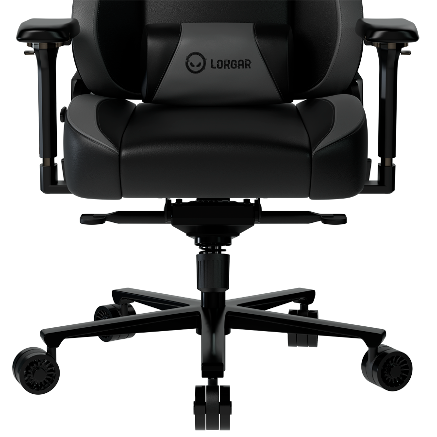LORGAR Base 311, Gaming chair, PU eco-leather, 1.8 mm metal frame, multiblock mechanism, 4D armrests, 5 Star aluminium base, Class-4 gas lift, 75mm PU casters, Black + grey [6]