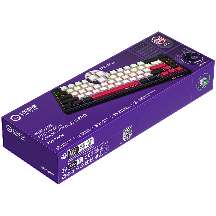 LORGAR KBP70MW, Wireless 65% Mechanical Gaming Keyboard Pro, Black/red, EN layout [10]