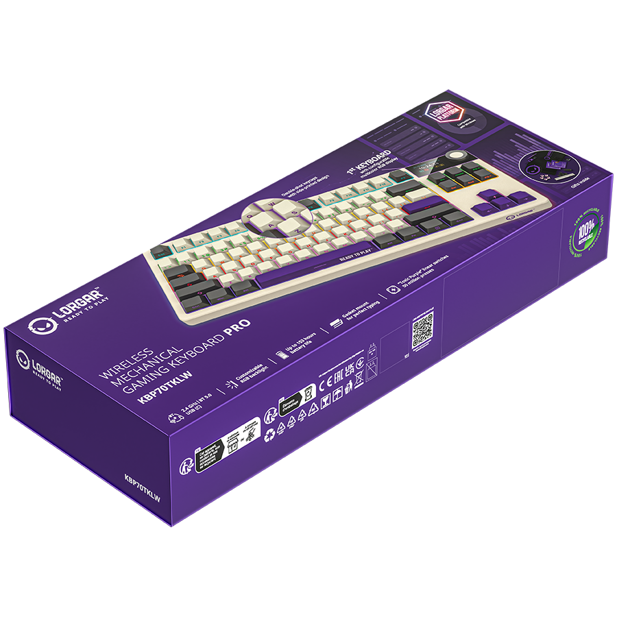 LORGAR KBP70TKLW, Wireless TKL Mechanical Gaming Keyboard Pro, Beige, EN layout [9]