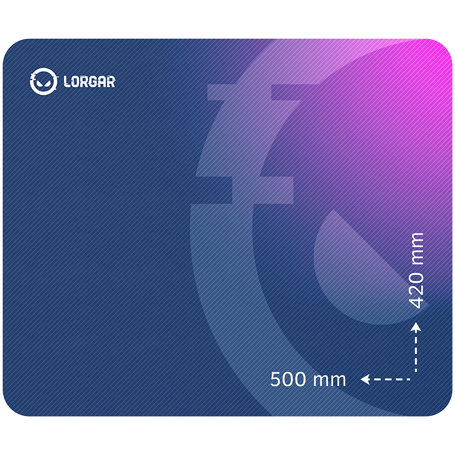 Lorgar Main 135, Gaming mouse pad, High-speed surface, Purple anti-slip rubber base, size: 500mm x 420mm x 3mm, weight 0.41kg [1]