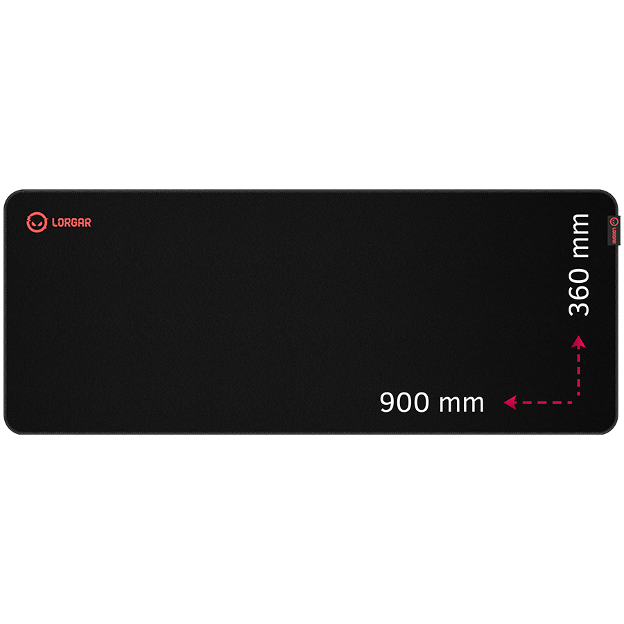 Lorgar Main 329, Gaming mouse pad, Precise control surface, Red anti-slip rubber base, size: 900mm x 360mm x 3mm, weight 0.635kg [1]