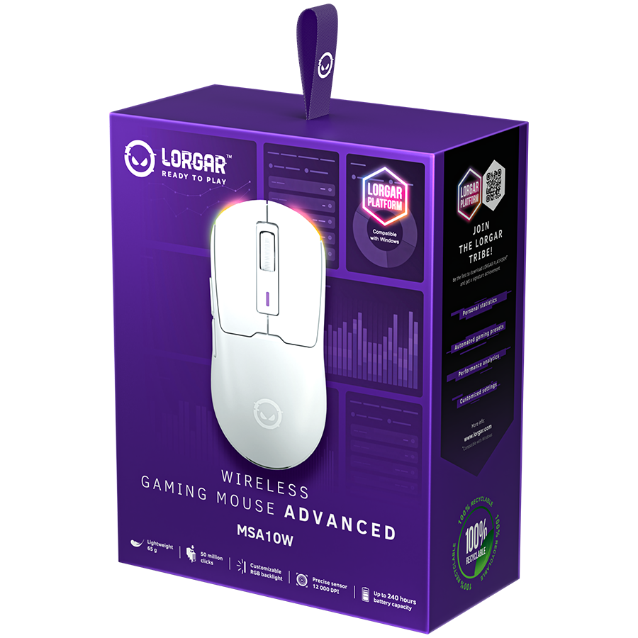 LORGAR MSA10W, Wireless Gaming Mouse Advanced, white [8]