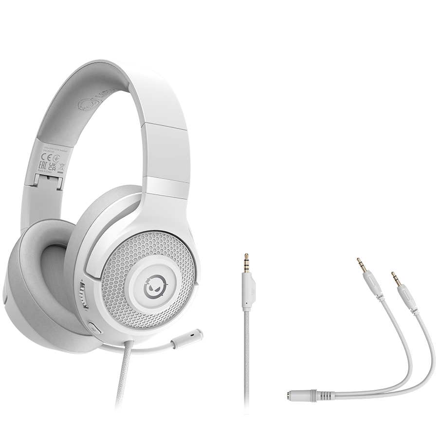 LORGAR Noah 101, Gaming headset with microphone, 3.5mm jack connection, cable length 2m, foldable design, PU leather ear pads, size: 185*195*80mm, 0.245kg, white [5]