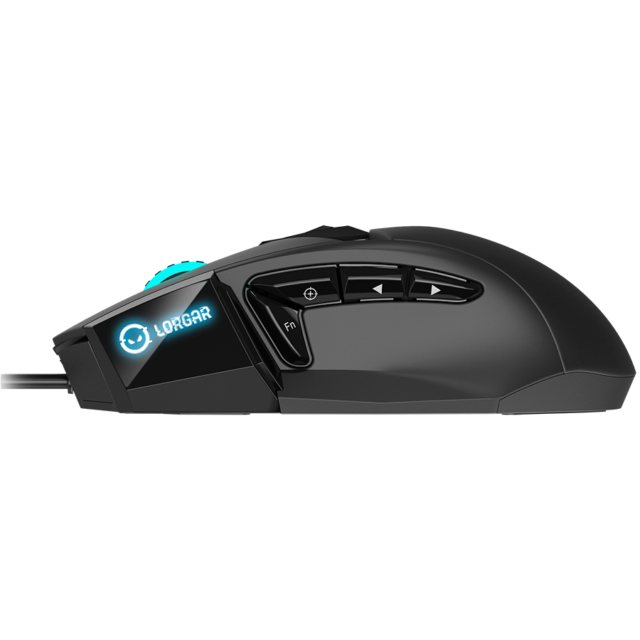 LORGAR Stricter 579, gaming mouse, 9 programmable buttons, Pixart PMW3336 sensor, DPI up to 12 000, 50 million clicks buttons lifespan, 2 switches, built-in display, 1.8m USB soft silicone cable, Matt [4]
