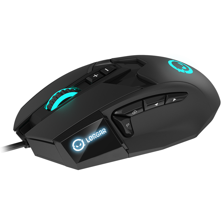 LORGAR Stricter 579, gaming mouse, 9 programmable buttons, Pixart PMW3336 sensor, DPI up to 12 000, 50 million clicks buttons lifespan, 2 switches, built-in display, 1.8m USB soft silicone cable, Matt [5]