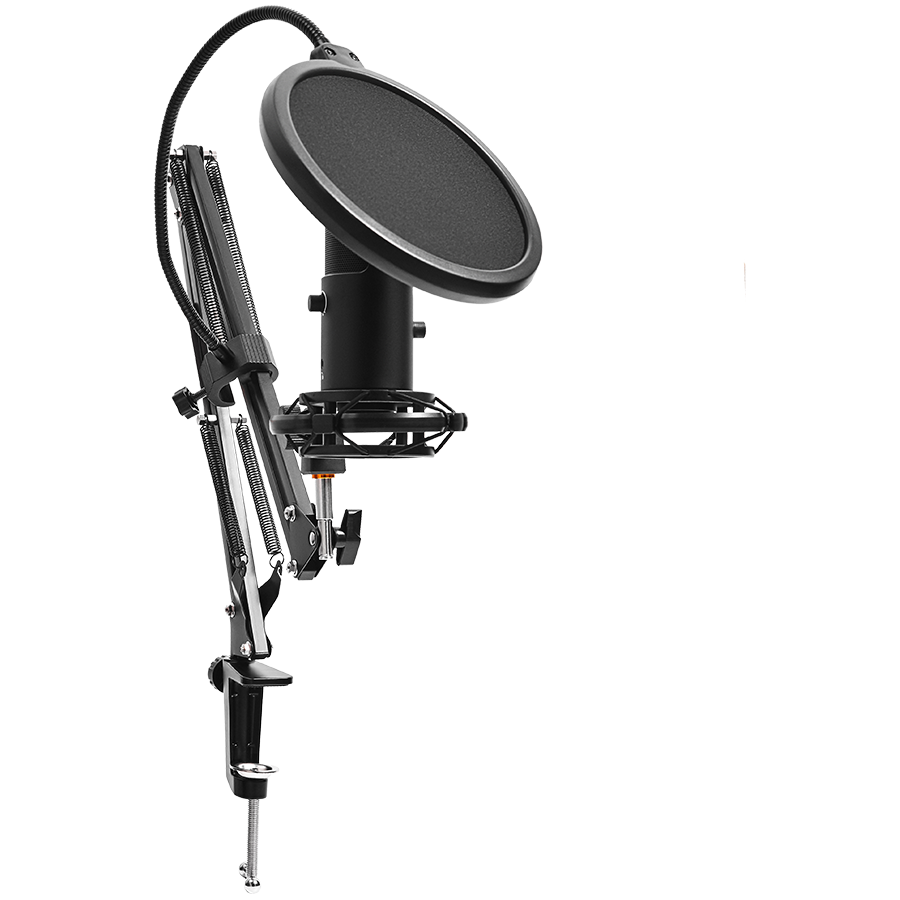 LORGAR Voicer 931, Gaming Microphone, Black, USB condenser microphone with boom arm stand, pop filter, tripod stand. including 1* microphone, 1*Boom Arm Stand with C-clamp, 1*shock mount, 1*pop filter [3]