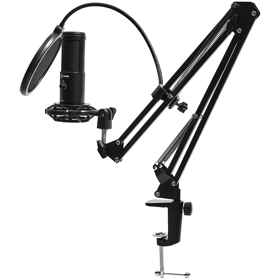 LORGAR Voicer 931, Gaming Microphone, Black, USB condenser microphone with boom arm stand, pop filter, tripod stand. including 1* microphone, 1*Boom Arm Stand with C-clamp, 1*shock mount, 1*pop filter [7]