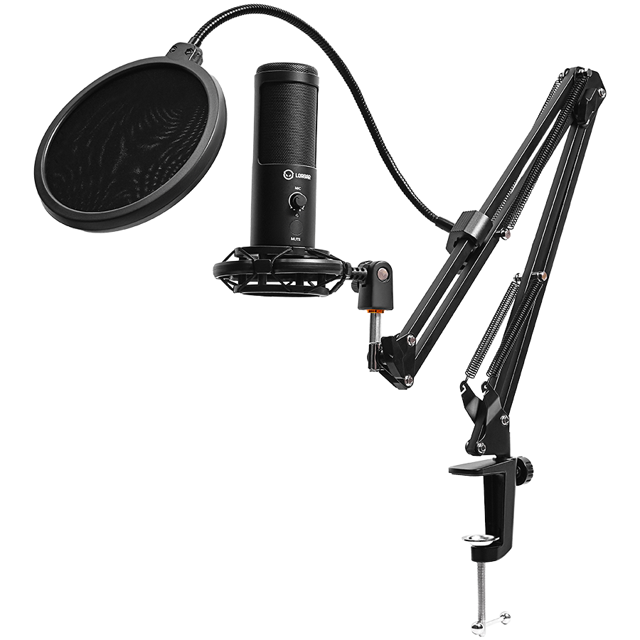 LORGAR Voicer 931, Gaming Microphone, Black, USB condenser microphone with boom arm stand, pop filter, tripod stand. including 1* microphone, 1*Boom Arm Stand with C-clamp, 1*shock mount, 1*pop filter [1]