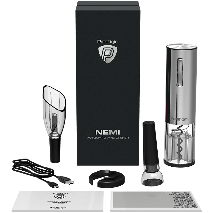 Nemi, Electric wine opener, aerator, vacuum preserver, Silver color [8]