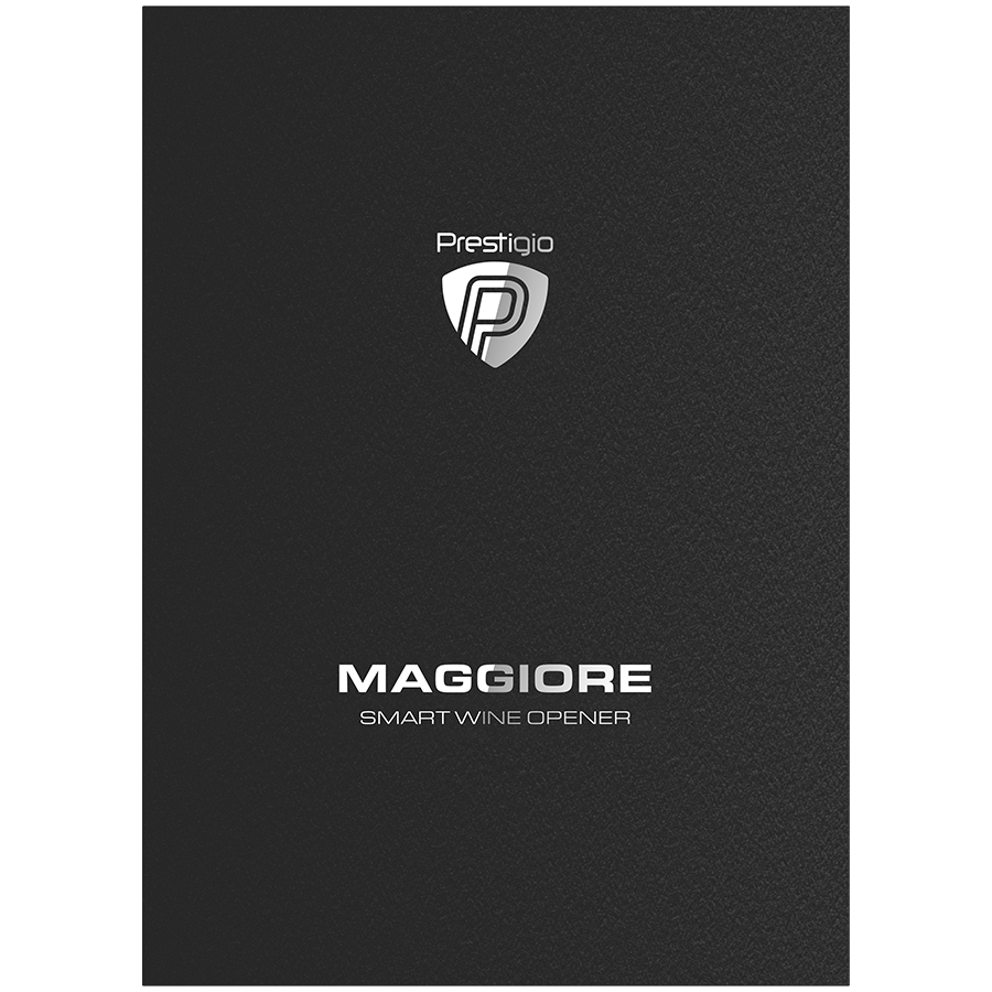 Prestigio Maggiore, smart wine opener, 100% automatic, opens up to 70 bottles without recharging, foil cutter included, premium design, 480mAh battery, Dimensions D 48*H228mm, black + silver color. [15]