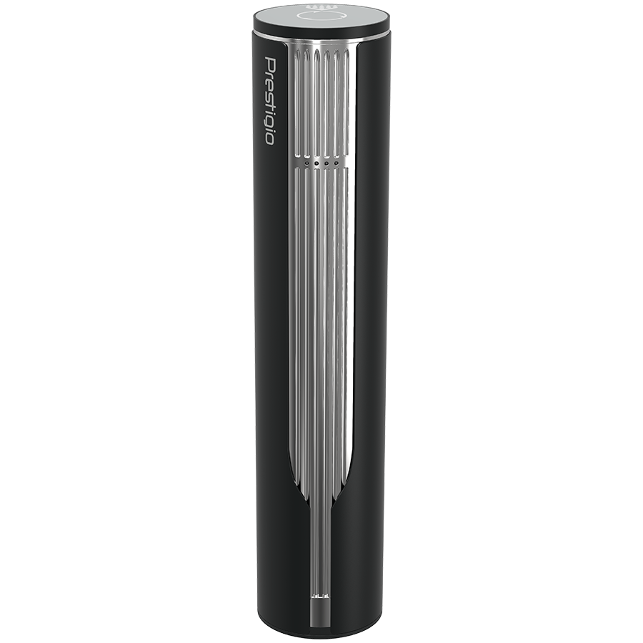 Prestigio Maggiore, smart wine opener, 100% automatic, opens up to 70 bottles without recharging, foil cutter included, premium design, 480mAh battery, Dimensions D 48*H228mm, black + silver color. [9]