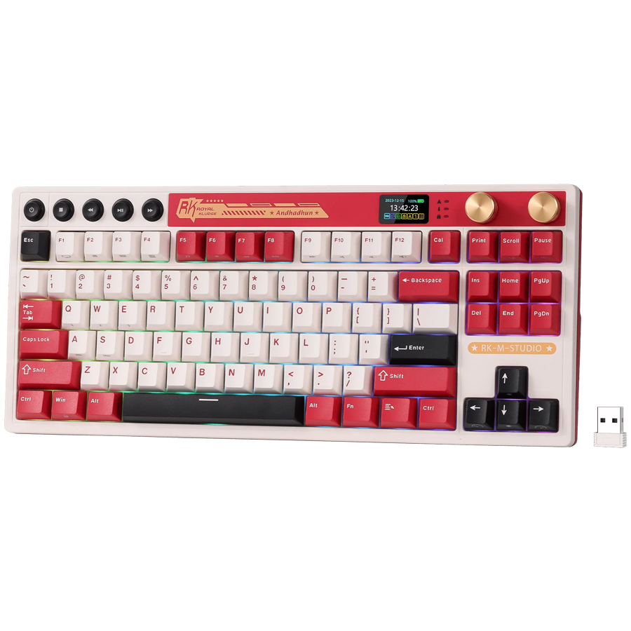 ROYAL KLUDGE RK M87 Famicom Gaming Keyboard Cream switch [2]