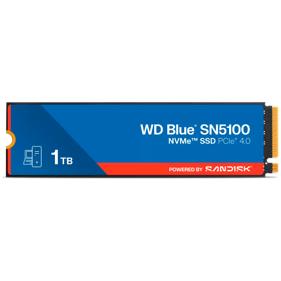 SSD WD Blue SN5100 1TB M.2 2280 PCIe Gen4 x4 NVMe QLC 3D, Read/Write: 7100/6700 MBps, IOPS 1000K/1300K, TBW: 600 [1]