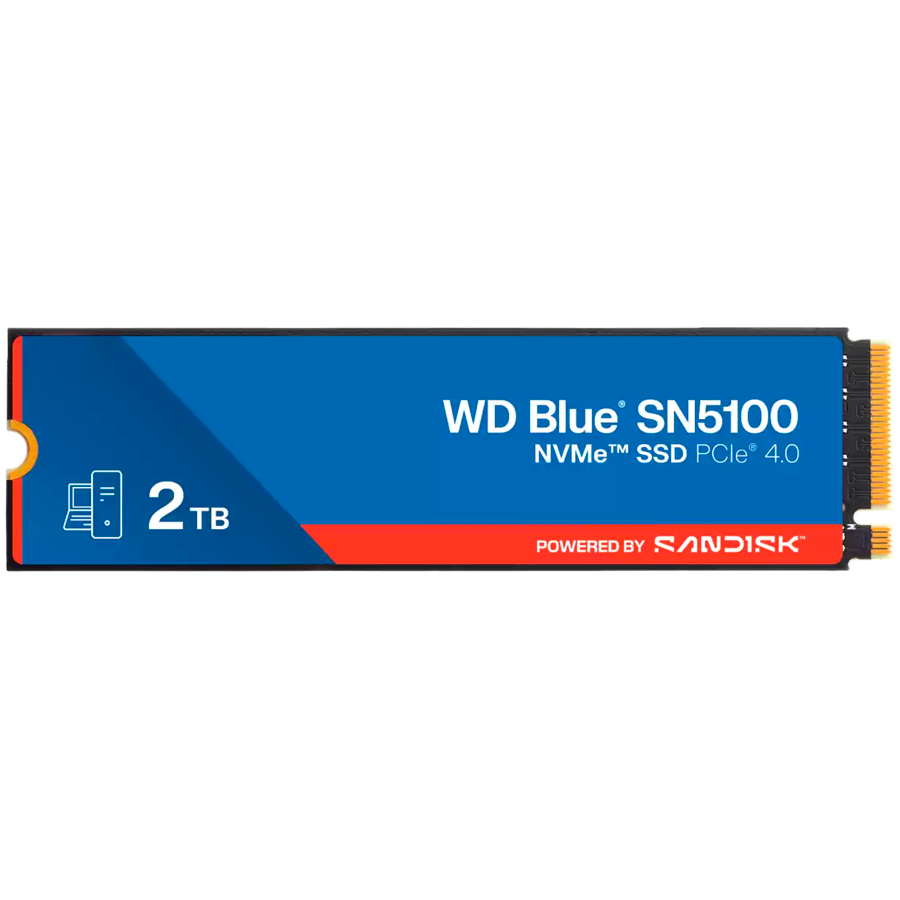 SSD WD Blue SN5100 2TB M.2 2280 PCIe Gen4 x4 NVMe QLC 3D, Read/Write: 7100/6700 MBps, IOPS 1000K/1300K, TBW: 900 [1]