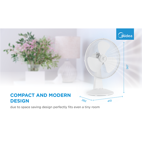 Ventilator de masă, 40W, 40cm, 3 viteze, mecanic, nivel de zgomot: 50-60 dB, Oscilație 80°, Înclinare +24° -12° [6]