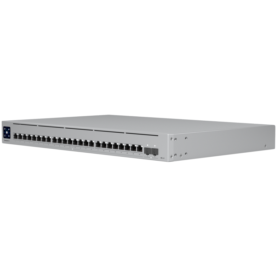 Ubiquiti Layer 3 switch with (24) 10GbE RJ45 ports and (2) 25G SFP28 ports [2]