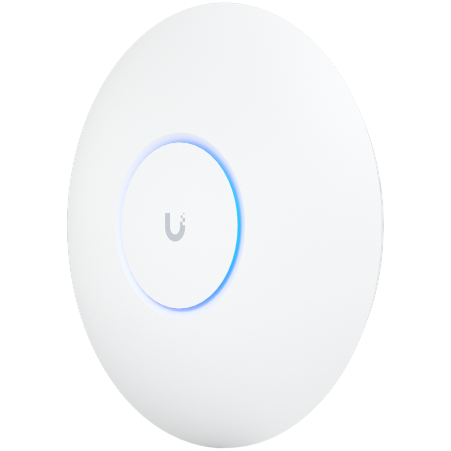 UBIQUITI U6 Pro; WiFi 6; 6 spatial streams; 140 m² (1,500 ft²) coverage; 350+ connected devices; Powered using PoE; GbE uplink. [1]