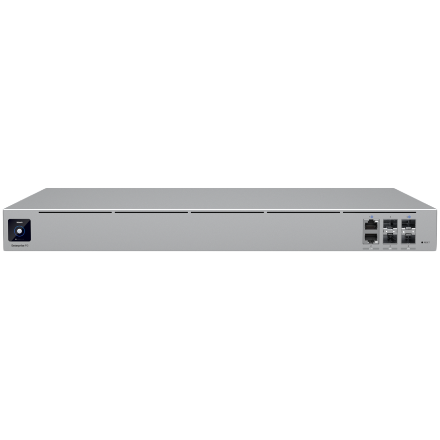 Ubiquiti UniFi EFG-EU 25G Enterprise-grade 25 Gbps UniFi Cloud Gateway with two WAN ports, 12.5 Gbps routing with IDS/IPS, (2) 25G SFP28, (2) 10G SFP+, and (2) 2.5 GbE RJ45 ports, 2x included hot-swap [1]