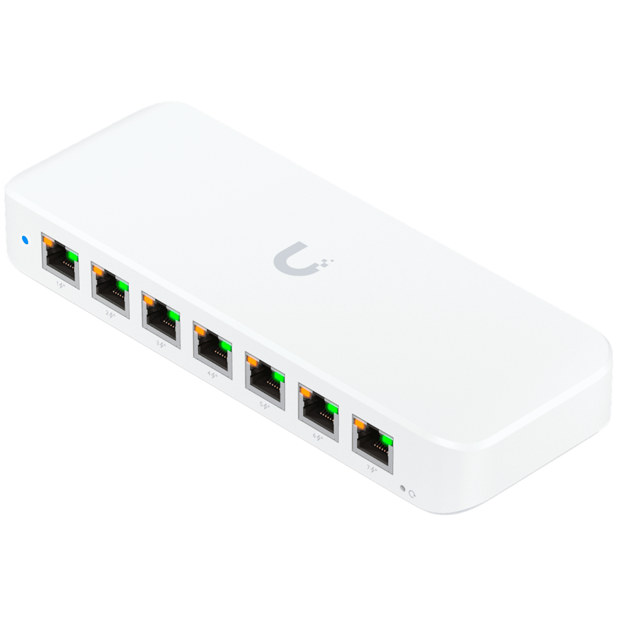 Ubiquiti USW-Ultra-60W Layer 2, 8-port GbE PoE switch: 7x GbE PoE+ output ports, GbE port with optional PoE++ input [3]