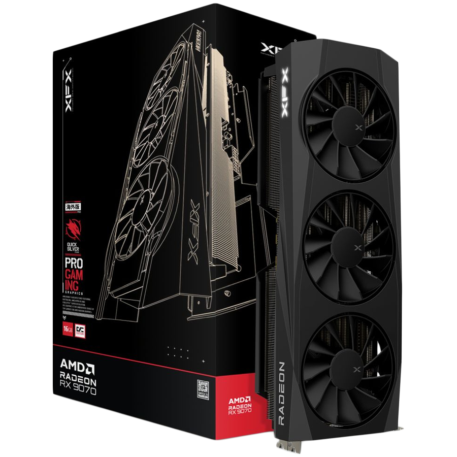 XFX Quicksilver AMD Radeon RX 9070 OC Gaming Edition with 16GB GDDR6 HDMI 3xDP, AMD RDNA 4 [1]