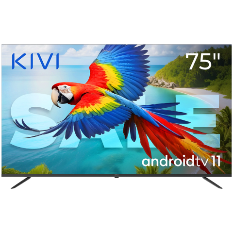 TV/Audio-Video/Foto - 75", UHD, Android TV 11, Black, 60 Hz, AV1, Sound 2x12W, 127 kWh/1000h, Energy F, WiFi5G, BT5.1, 4xHDMI, 2xUSB, Blue Remote, 24 months