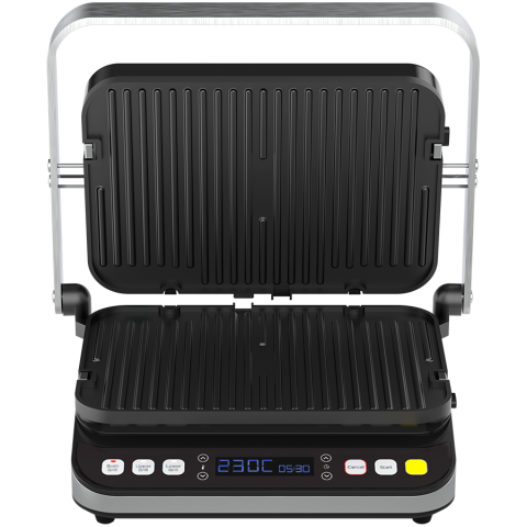 AENO ''Electric Grill EG1: 2000W, 3 heating modes - Upper Grill, Lower Grill, Both Grills Defrost, Max opening angle -180°, Temperature regulation, Timer, Removable double-sided plates, Plate size 320 [2]