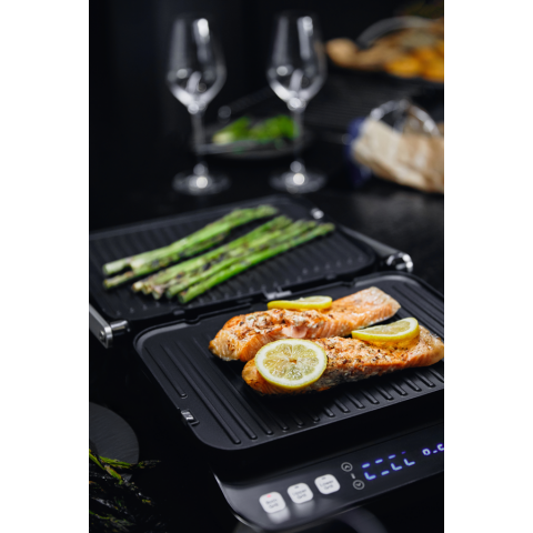 AENO ''Electric Grill EG1: 2000W, 3 heating modes - Upper Grill, Lower Grill, Both Grills Defrost, Max opening angle -180°, Temperature regulation, Timer, Removable double-sided plates, Plate size 320 [8]